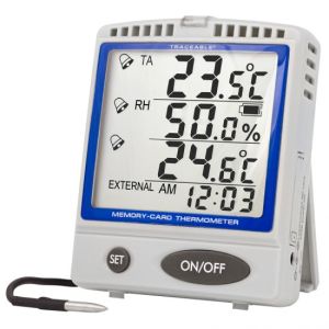 Memory-Card Humidty Temperature Dew Point Traceable Thermometer